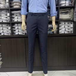 Quần âu nam Owen màu xám xanh tím than kẻ slim fit tăng đơ 2 cạp vải poly QST262075 5