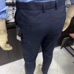 Quần âu nam Owen màu xám xanh tím than kẻ slim fit tăng đơ 2 cạp vải poly QST262075 6