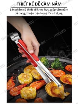 Kẹp Gắp Thức Ăn Inox 304 Chống Gỉ Nhựa PP Nhiều Màu Nhiều Kích Cỡ HIKARU DT250600301 5
