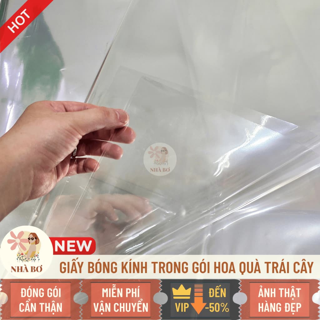 20 giấy bóng kính trong suốt gói hoa quà trái cây 54x54 trang trí handmade DIY