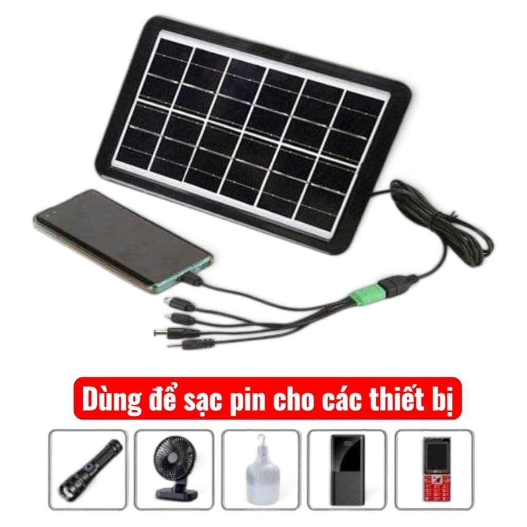 Tắm năng lượng mặt trời  dùng để sạc điện thoại, đèn tích điện, sạc dự phòng...