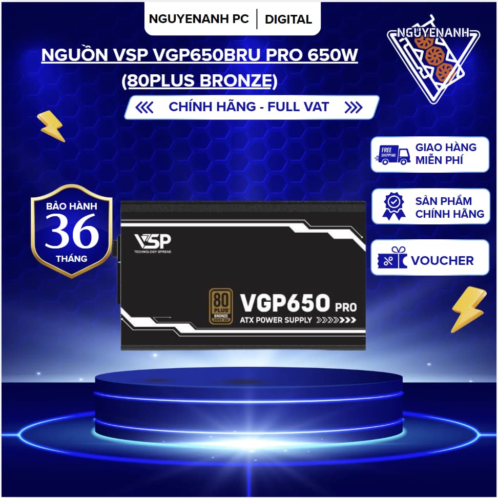 [Full Vat] Nguồn VSP VGP650BRU PRO 650W (80Plus Bronze) - bh 36 tháng