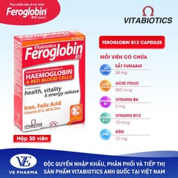 TPBVSK Vitabiotics FEROGLOBIN B12 Capsules Bổ Sung Sắt, Kẽm, Axit Folic, B6 Hỗ Trợ Tăng Khả Năng Tạo Máu, 30 Viên 4