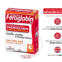 TPBVSK Vitabiotics FEROGLOBIN B12 Capsules Bổ Sung Sắt, Kẽm, Axit Folic, B6 Hỗ Trợ Tăng Khả Năng Tạo Máu, 30 Viên 3