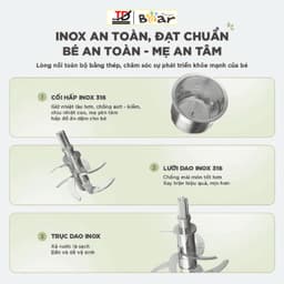 Máy Xay Ăn Dặm Bear BFM-045KN, 0.35Lit - 450w, Công nghệ hơi nước đa điểm 720° - Hẹn giờ và giữ ấm tiện lợi 7