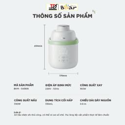 Máy Xay Ăn Dặm Bear BFM-045KN, 0.35Lit - 450w, Công nghệ hơi nước đa điểm 720° - Hẹn giờ và giữ ấm tiện lợi 9
