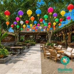 Đèn Lồng Vải Tròn CÓ RÂU Chống Nước  trang trí Tết Trung Thu,khai giảng,lễ hội trường học,nhà chùa,khu du lịch giá sỉ 3