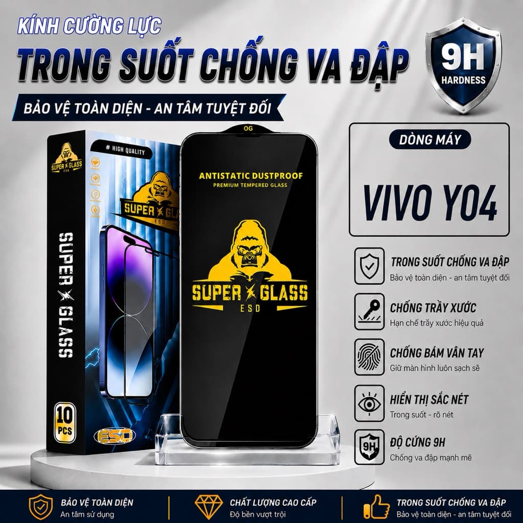 Kính cường lực Vivo Y04 trong suốt cao cấp full màn miếng dán bảo vệ điện thoại