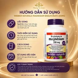 [Hỏa Tốc] Viên Uống Bổ Sung Magie Webber Naturals Magnesium Bisglycinate 60/120 Viên Giảm Stress Ngủ Ngon Tốt Tim Mạch 2