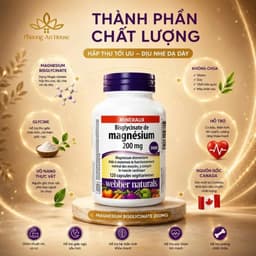 [Hỏa Tốc] Viên Uống Bổ Sung Magie Webber Naturals Magnesium Bisglycinate 60/120 Viên Giảm Stress Ngủ Ngon Tốt Tim Mạch 4