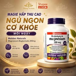 [Hỏa Tốc] Viên Uống Bổ Sung Magie Webber Naturals Magnesium Bisglycinate 60/120 Viên Giảm Stress Ngủ Ngon Tốt Tim Mạch 1