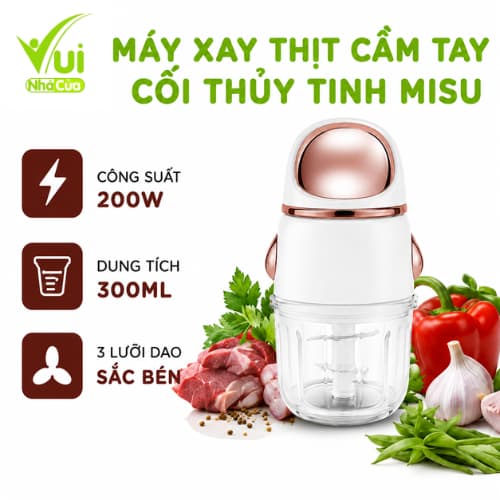 Máy Xay Thịt Cầm Tay Cối Thủy Tinh Công Suất 200W GD108 - Máy Xay Thực Phẩm Mini Thủy Tinh Cao Cấp