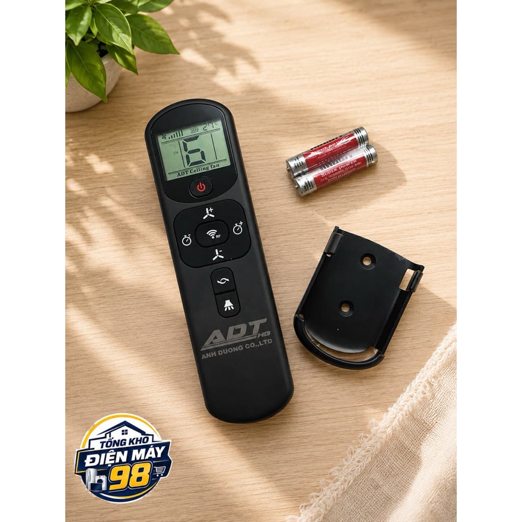 Điều Khiển  Quạt Trần ADT Động cơ DC 599. Hiển Thị Nhiệt Độ, Cấp Độ Gió và Mức Pin