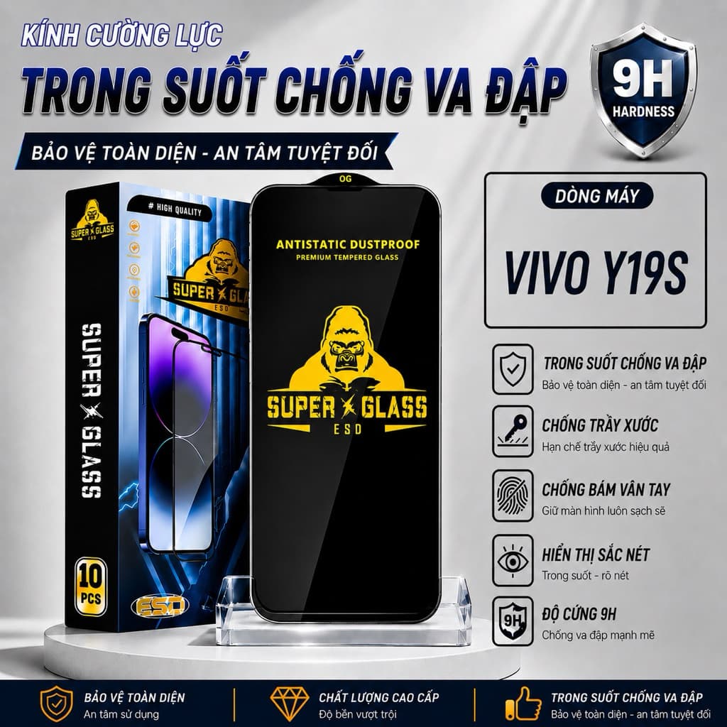 Kính cường lực Vivo Y19S cao cấp full màn miếng dán bảo vệ màn hình điện thoại đt vv