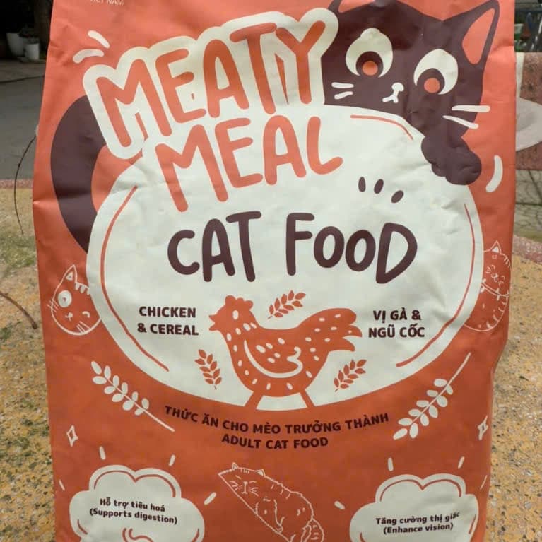 Combo 2 túi (=2kg) Thức ăn Cho Mèo Hạt Khô vị gà ngũ cốc Meaty Meal Dành Cho Mèo Trưởng Thành