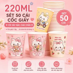 Set 50 Cốc Giấy Chịu Nhiệt Dùng 1 Lần, Dung Tích 220ml, Cốc Dùng 1 Lần Cao Cấp An Toàn Cho Sức Khoẻ 6