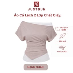 Áo Cổ Lệch Nữ 2 Lớp Chất Giấy JUSTDUN DN6 – Co Giãn, Thoáng Mát, Tôn Dáng 8