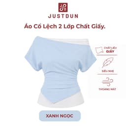 Áo Cổ Lệch Nữ 2 Lớp Chất Giấy JUSTDUN DN6 – Co Giãn, Thoáng Mát, Tôn Dáng 9