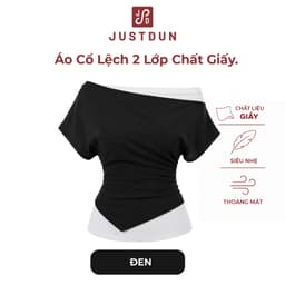 Áo Cổ Lệch Nữ 2 Lớp Chất Giấy JUSTDUN DN6 – Co Giãn, Thoáng Mát, Tôn Dáng 7