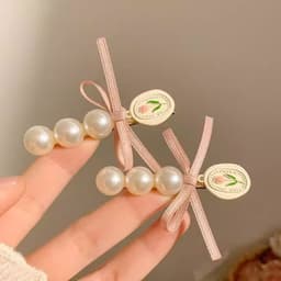 Kẹp Tóc Nơ Hồng Đính Ngọc Trai Phong Cách Hàn Quốc – Kẹp Tóc Nữ Nhẹ Nhàng Xinh Xắn 9
