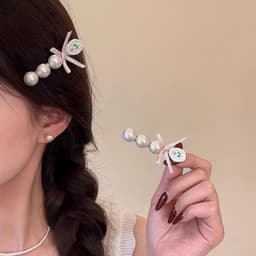Kẹp Tóc Nơ Hồng Đính Ngọc Trai Phong Cách Hàn Quốc – Kẹp Tóc Nữ Nhẹ Nhàng Xinh Xắn 4