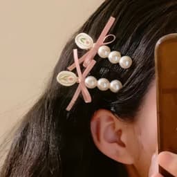 Kẹp Tóc Nơ Hồng Đính Ngọc Trai Phong Cách Hàn Quốc – Kẹp Tóc Nữ Nhẹ Nhàng Xinh Xắn 1