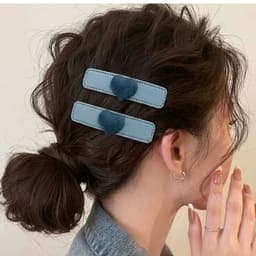 Kẹp Tóc Trái Tim Phối Màu Xanh Phong Cách Hàn Quốc – Kẹp Mái Nữ Vintage Dễ Thương 4