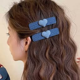 Kẹp Tóc Trái Tim Phối Màu Xanh Phong Cách Hàn Quốc – Kẹp Mái Nữ Vintage Dễ Thương 2