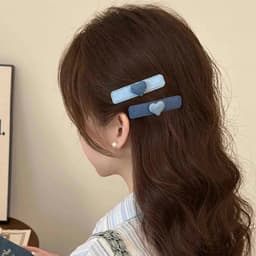 Kẹp Tóc Trái Tim Phối Màu Xanh Phong Cách Hàn Quốc – Kẹp Mái Nữ Vintage Dễ Thương 3