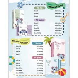 [ Combo 5 tặng 1 ] bỉm Bemom SUMMER siêu mỏng mềm, thấm hút tốt size NB/S/M/L/XL/2XL/3XL/4XL 3