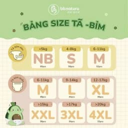 Combo mua 6 tặng 2 bịch Tã/bỉm BB NATURE cho bé đủ size NB60,S56,M52,M48,L44,XL40,XXL38,XXXL34 5