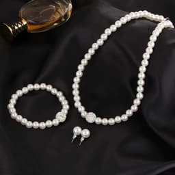 Set Trang Sức Cô Dâu Ngọc Trai 3 Món – Vòng Cổ Vòng Tay Khuyên Tai Ngọc Trai Sang Trọng Dự Tiệc Cưới 4