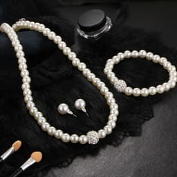 Set Trang Sức Cô Dâu Ngọc Trai 3 Món – Vòng Cổ Vòng Tay Khuyên Tai Ngọc Trai Sang Trọng Dự Tiệc Cưới 3