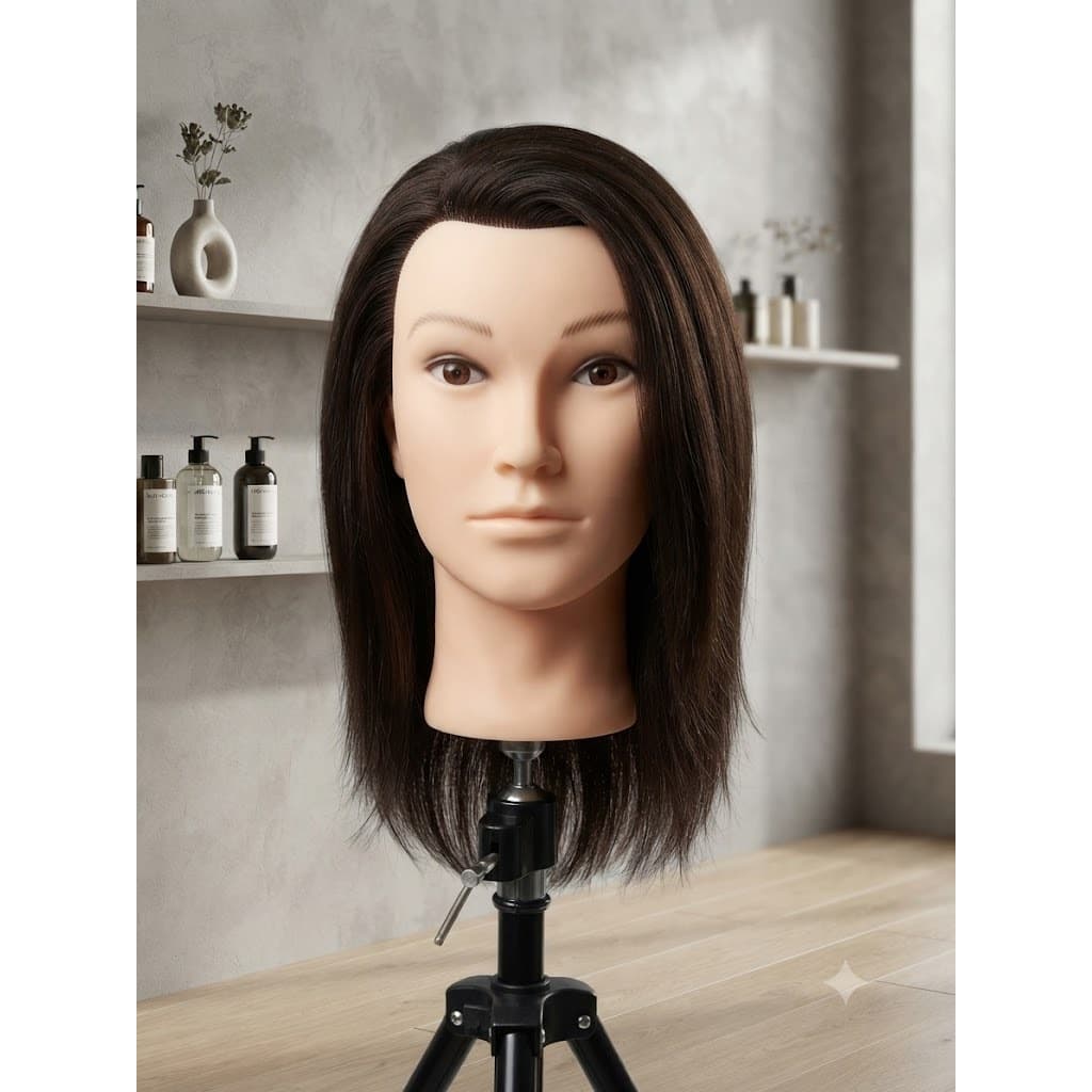 Đầu Manocanh MOLLYHAIR Tóc Nâu Tự Nhiên Dài Thẳng Đầu Giả Tập Cắt, Duỗi, Tạo Kiểu,Chuyên Dụng Cho Salon & Học Viên