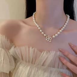 Set Trang Sức Cô Dâu Ngọc Trai 3 Món – Vòng Cổ Vòng Tay Khuyên Tai Hoa Đính Đá Sang Trọng 3
