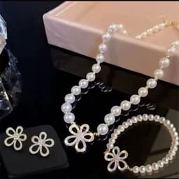Set Trang Sức Cô Dâu Ngọc Trai 3 Món – Vòng Cổ Vòng Tay Khuyên Tai Hoa Đính Đá Sang Trọng 7