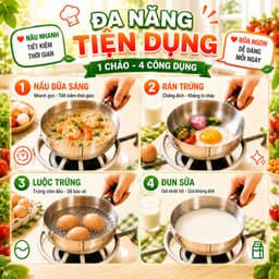 Nồi Quánh inox 304 mini đa năng nấu bột ăn dặm, cháo, mì, sữa tay cầm gỗ, Combo chảo mini dùng cho bếp từ, gas 9