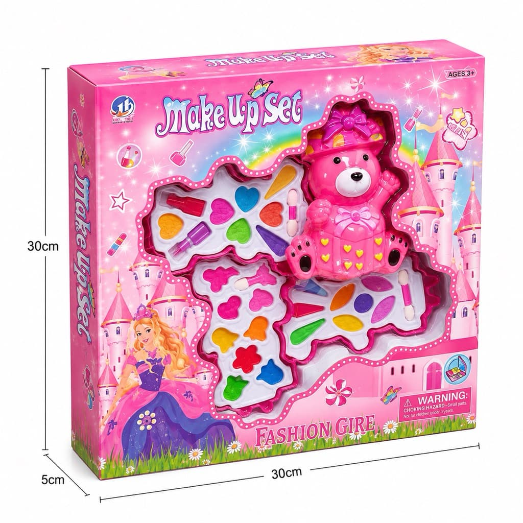 Bộ Đồ Chơi Trang Điểm Cho Bé Gái Make Up Set Gấu Hồng – Bộ Mỹ Phẩm Đồ Chơi Trẻ Em 3+ – Quà Tặng Bé Gái