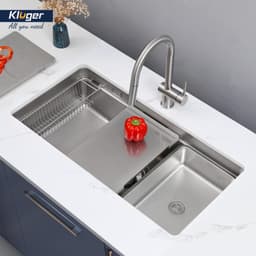 Chậu Rửa Bát Kluger KU8844FS Plus 1 Hố Inox 304 POSCO 880x445mm Bề Mặt Linen Chống Xước Chính Hãng 4