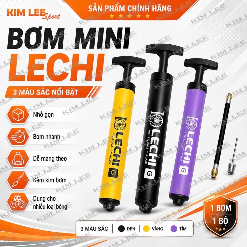 Bơm bóng mini LECHIG - Bơm bóng cầm tay mini cao cấp, Bơm bóng đá, bóng rổ, bóng chuyền hơi...