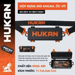 Hộp Đựng Mũi Khoan Mũi Vít HUKAN G1-EBC176267, Hộp Nhựa ABS Chắc Chắn, Đựng Phụ Kiện Dụng Cụ, Có Quai Xách, 17.7x6.2x6.7 1