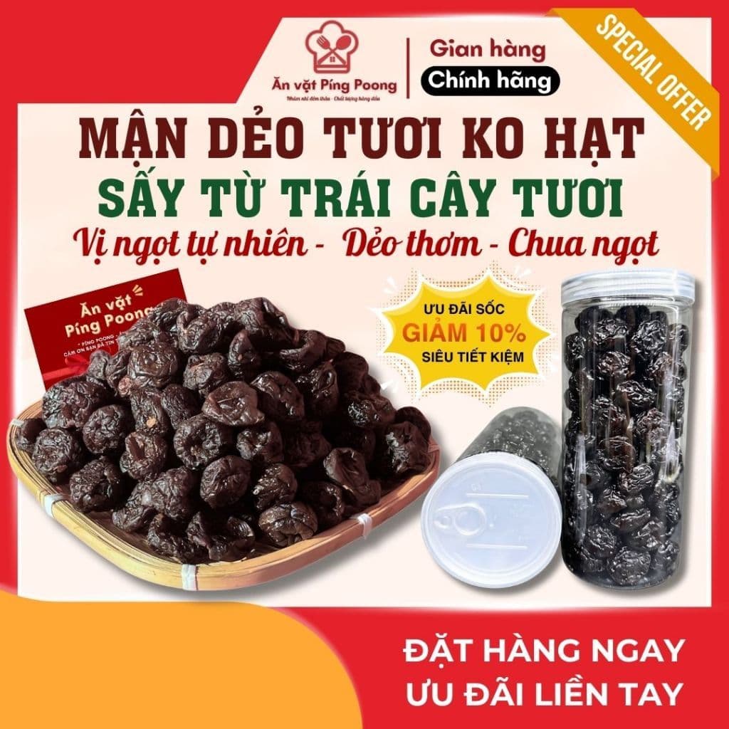 Mận Dẻo Đen Không Hạt Vị Chua Ngọt Tự Nhiên, Xí Muội, Mứt Ô Mai Tươi