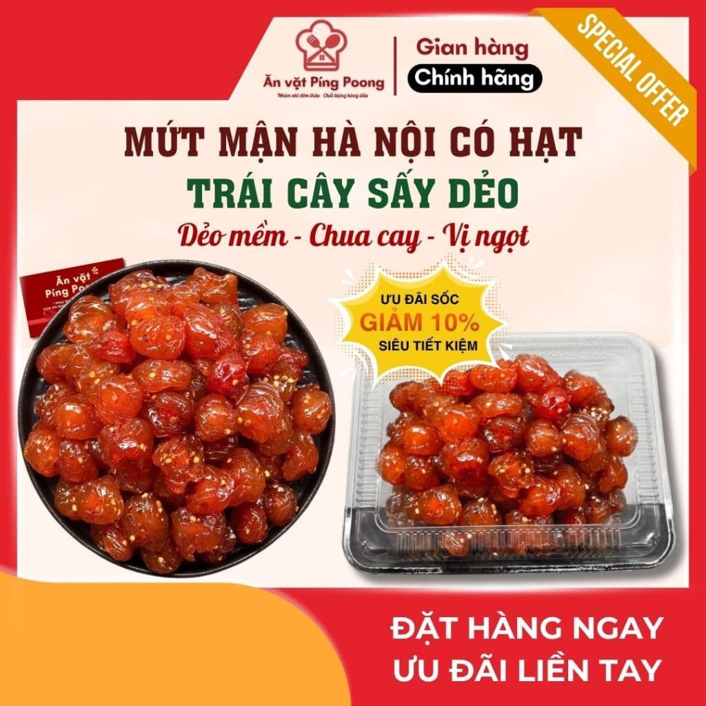 Mứt Mận Hà Nội Có Hạt Chua Cay, Mận Hà Nội Sên Đường Ớt Giòn Sần Sật, Mận Khía Chua Cay Ăn Liền