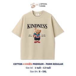 ISEE VN Áo thun gia đình/cặp đôi Cotton 4 chiều premium form regular in KINDNESS BEAR, size đa dạng từ 1 tuổi đến 5XL 1
