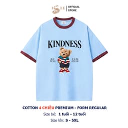 ISEE VN Áo thun gia đình/cặp đôi Cotton 4 chiều premium form regular in KINDNESS BEAR, size đa dạng từ 1 tuổi đến 5XL 3
