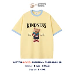 ISEE VN Áo thun gia đình/cặp đôi Cotton 4 chiều premium form regular in KINDNESS BEAR, size đa dạng từ 1 tuổi đến 5XL 2