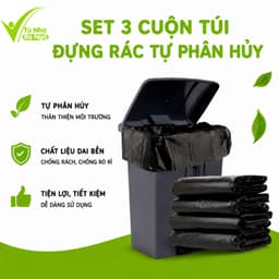 Túi 3 Cuộn Túi Rác Sinh Học Tự Phân Hủy GD54 - Túi Đựng Rác Đen Sinh Học Mềm Dai Chống Rò Rỉ 1