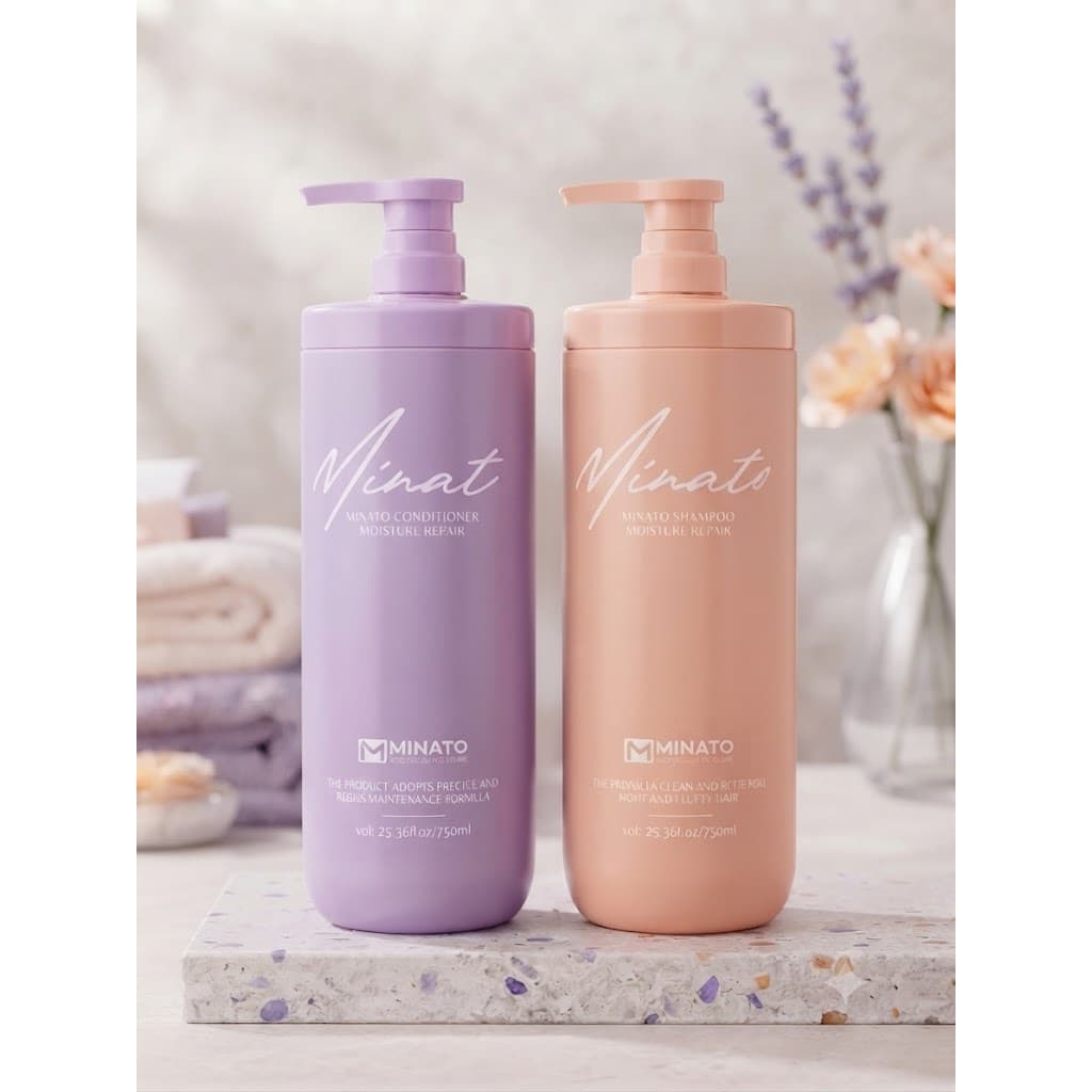 Cặp Gội Xả Phục Hồi Tóc Hư Tổn Minato Moisture Repair MOLLYHAIR Cung Cấp Độ Ẩm, Phục Hồi Chuyên Sâu Tóc Khô Xơ 750ml