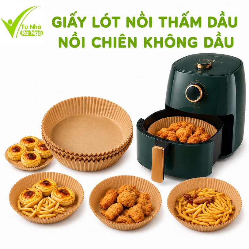 Set 50 Miếng Giấy Lót Nồi Chiên Hình Khuôn Bánh GD67 - Giấy Lót Thấm Dầu Nồi Chiên Không Dầu