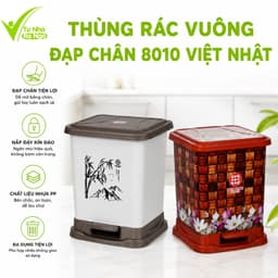 Thùng Rác Nhựa Vuông Nắp Bật Việt Nhật GD75 - Thùng Rác Đạp Chân Việt Nhật Ngăn Mùi Hiệu Quả 1